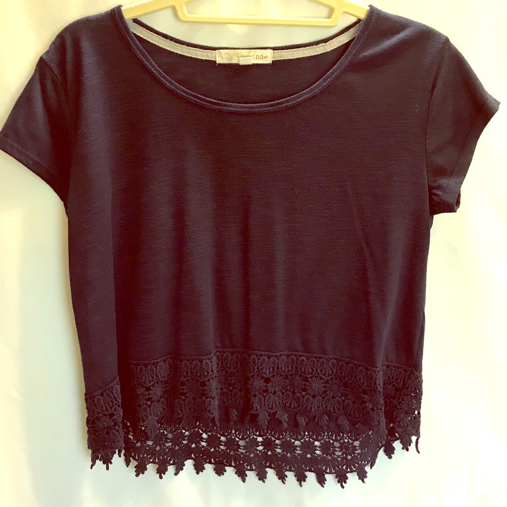 Dark blue fringed crop top